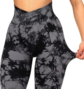 Sublimated High Waisted Elastic Waist Gym Leggings for Fitness Yoga Workouts Custom Logo Print Design Breathable - Product Image 2