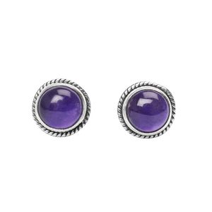 Boucles d'oreilles classiques en pierres précieuses fabriquées à la main en argent sterling véritable améthyste plaqué or conception de bord de corde pour un cadeau d'usure quotidienne - Product Image 5