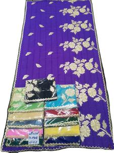 Premium Quality Custom Highly <b>Embroidered</b> Rhinestone Floral Chiffon <b>Shawls</b> for Women's Wedding Wear Breathable Outdoor Daily Use - Product Image 2