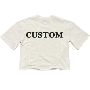 Wholesale T-<b>shirts</b> Manufacturer Custom Contrast Stitching Overlapping Seams <b>Patchwork</b> Blank Cotton White T <b>Shirts</b> Men - Product Image 4