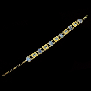 <b>Silver</b> Export House Gold Plated Rainbow Moonstone And Blue Topaz <b>Bracelet</b> for Women-Trendy Jewelry Rajasthan for Party - Product Image 2