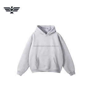 Vente en gros usine – Sweat à capuche gris hiver unisexe, coupe classique, effet vieilli, en molleton polyester/coton, avec logo frontal, 260g - Product Image 2