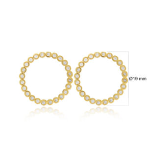 Pendientes de tuerca elegantes CZ de forma redonda hueca, venta al por mayor, joyería de plata de ley 925 turca hecha a mano - Product Image 2