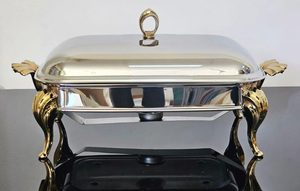 Plat de service en laiton et acier avec couvercle pour la maison Restaurants et ustensiles de cuisine décor de plat de service de nourriture plat de service couleur argent - Product Image 5
