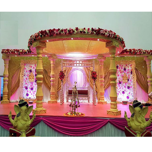 Mandap Dorado Único para Bodas a Bajo Costo, Mandap de FRP con Aspecto de Madera Inspirador para Bodas, Maravilloso Obra Maestra de Mandap para Bodas en EE. UU. - Product Image 1