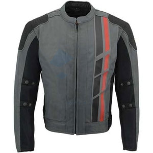 Veste blindée à manches longues personnalisable en cuir/polyester légère et respirante unisexe Noir-Gris Toutes saisons - Product Image 4
