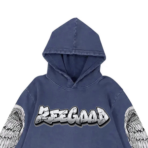 Pull à capuche surdimensionné 100% coton pour homme, lavage à l'acide à séchage rapide avec impression numérique brodée, vêtements décontractés pour la saison d'hiver - Product Image 6