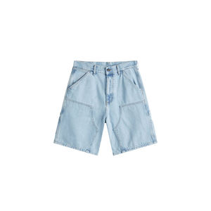 Light <b>Blue</b> Denim Utility Shorts with Oversized Front Patch Pockets <b>Belt</b> Loops and Durable Stitch Detailing for Casual Wear - Product Image 1