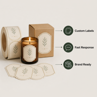 Autocollants OEM de luxe pour pots de bougies, en papier métallisé avec détails UV en relief, pour collection de parfums haut de gamme, fabricant de formes personnalisées