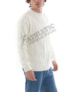 Couleur personnalisée à manches longues respirant décontracté vierge col haut prix de gros tricoté hiver hommes vêtements de sport pulls en laine de coton - Product Image 4