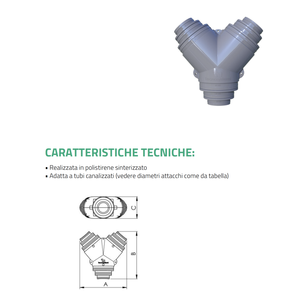 Piezas para Sistemas HVAC Tecnosystemi, Conector en 'Y' Múltiple en Poliestireno Sinterizado para Tuberías de Aire Acondicionado por Conductos - Product Image 3