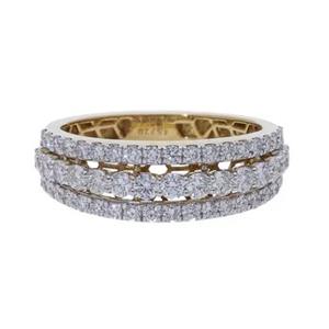 แหวนสามแถวประดับเพชรธรรมชาติสีทอง14K สุดหรูมีเพชรเม็ดกลมสวยงามในดีไซน์ดีไซน์แบบคลาสสิก - Product Image 5