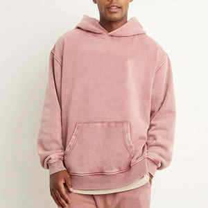 Venta al por mayor 100% algodón sudaderas con capucha de los hombres de calidad superior patrón sólido estilo casual cremallera diseño para invierno técnicas teñidas lisas - Product Image 1