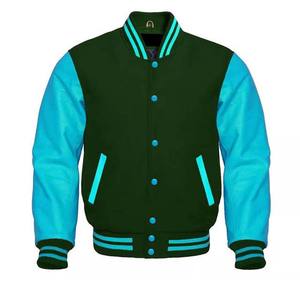 Veste de baseball varsity de qualité supérieure, en laine bleue avec manches en cuir véritable, vestes de baseball pour collège et lycée, en toile - Product Image 2
