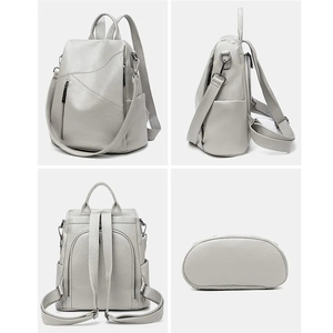 Trendy High Quality Waterproof Panelled PU <b>Leather</b> <b>Backpack</b> with Zipper Closure for Women Travel - Product Image 5