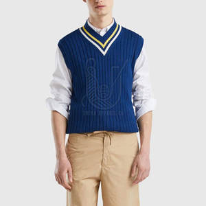 Suéter de Invierno de Algodón Tejido con Cuello en V para Hombres Adultos, Estilo Escolar, Cómodo - Product Image 5