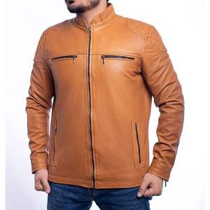 Chaqueta de motorista marrón tostado clásico Bohannon - Product Image 3