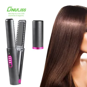 Wireless Ceramic Hair Straightening Brush Chargeable Hair Straightener Flat Iron