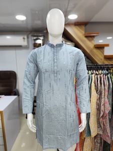 Nouveau Festival lourd tissu de soie romaine avec broderie miroir travail hommes Kurta avec pyjama Collection pour adultes - Product Image 6
