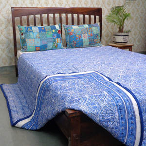 Meilleure qualité fabricant indien 100% coton Vintage Kantha couette main bloc imprimé reine taille magasins d'usine pour hôtels vente - Product Image 6