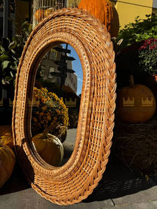 Miroir décoratif mural Miroir mural bohème en rotin Miroir suspendu rustique fait main - Product Image 2