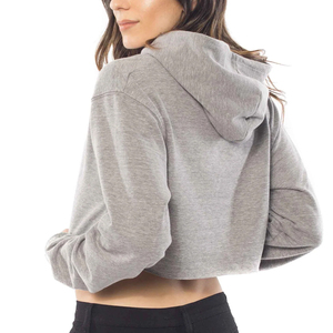 Sudadera Corta con Capucha para Mujer, Tejida, Otoño Invierno, Color Sólido, 100% Algodón, Moda Urbana - Product Image 3
