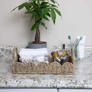 Plateau festonné en raphia et en herbe marine tissé à la main, best-seller, écologique, naturel - Product Image 6