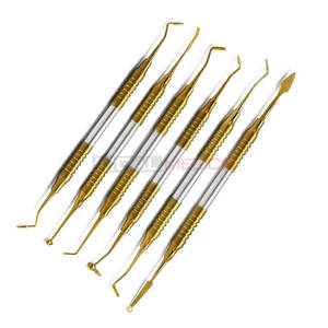 Premium 6 uds recubierto de oro Alemania Acero inoxidable Manual Dental compuesto relleno instrumentos conjunto restaurador Kit quirúrgico para - Product Image 2