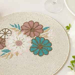 Beaded <b>Placemat</b> Handmade <b>Round</b> Charger for Luxury Dining & Holiday Decor Unique Piece Handmade Beaded, <b>Placemat</b>, Housewarming - Product Image 3