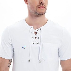 เสื้อยืดโอเวอร์ไซส์สำหรับใส่ไปยิมของผู้ชายเสื้อยืดทรงหลวมแขนสั้นผ้าคอตตอน/ใยไม้ไผ่พิมพ์ลาย - Product Image 3