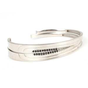 925 <b>Sterling</b> <b>Silver</b> Double Lining Crystal Bracelet White <b>Wire</b> with Elegant Double Lining Design - Product Image 2
