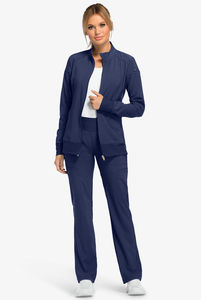 Conjunto médico para mujer con chaqueta con cremallera y pantalones cargo Cómodo uniforme de enfermería profesional - Product Image 4