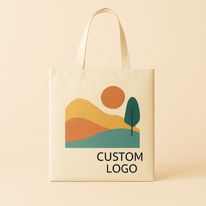 Bolsa de lona de algodón 100% reutilizable en blanco respetuosa con el medio ambiente personalizada con estilo de mango bolsas de compras de algodón con impresión de logotipo personalizado - Product Image 4