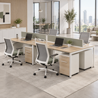 Poste de travail de bureau moderne modulaire pour 4 personnes avec armoire de rangement pour bureau commercial