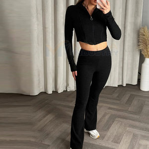 Hot Arrival Women Crop Top <b>Flared</b> Tracksuit Apparel Clothing Women Crop Top <b>Flared</b> Tracksuit - Product Image 2