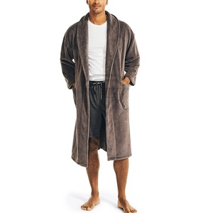 Nouveau hiver mode luxe col châle peignoir pour hommes flanelle Robe chaude Robe profonde chemise de nuit peignoir personnalisé OEM - Product Image 3