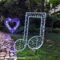 Luces Decorativas de Navidad con Motivo de Notas Musicales LED 2D, para Exteriores, IP65, Marco Metálico de 150 cm, Color Personalizable, Fácil Instalación