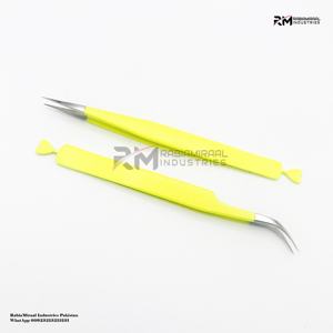 Pinzas de pestañas amarillas personalizadas de etiqueta privada con mango de corazón pinzas de extensión de pestañas con pinzas de pestañas de agarre de fibra de corazón - Product Image 5