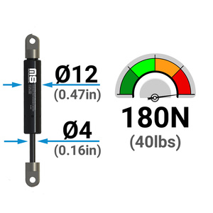 Pistón de Resorte de Gas para Ventana de Autocaravana, 30N, 116 mm, Hecho en Turquía, Diámetro de 4-12, Pistón de Acero Pequeño de Alta Calidad, Negro - Product Image 2