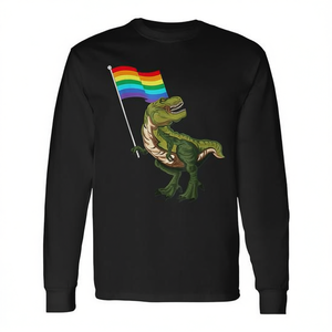 Maglietta a Maniche Lunghe a Tema Dinosauri, Articolo Promozionale per Gay, Lesbiche, LGBT, Mese dell'Orgoglio e Transgender - Product Image 2