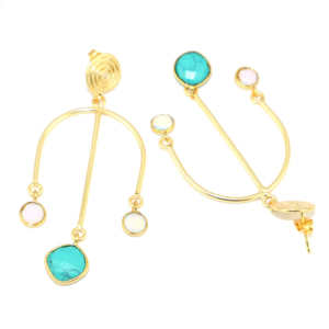 Pendientes Colgantes de Metal de Latón Chapado en Oro de 24K con Diseño de Alambre de Lujo, Corte a Cuadros, Cuarzo Hidro, Estilo Real, Venta al por Mayor para Niñas - Product Image 3