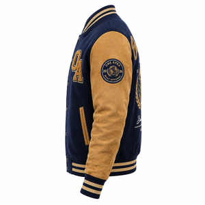 ONEAPEX Custom Navy Blue Wool & <b>Leather</b> Chenille Letterman <b>Jacket</b> Hooded Breathable <b>Winter</b> OEM ODM Private Label Wholesale - Product Image 3