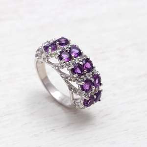 แหวนพลอยพลอยพลอยพลอยอัญมณีทรงครึ่งวงกลมแบบทรงกลมตั้งแบบ925พลอยอัญมณีสีเงินล้วนขายส่งจากโรงงานอินเดีย - Product Image 4