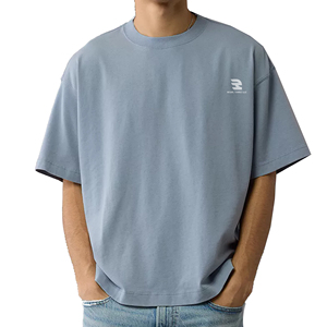 Tee Shirts Boxy Fit Street Style à Épaules tombantes 100% Coton Tee Tops Garçons Sportswear Crew Neck Boxy T-Shirt Hommes - Product Image 1