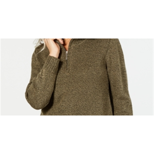 Karen Scott Women's Casual Green Marled Knit <b>Sweater</b> Stand Collar Cardigan Size Petite L Breathable for Fall/Autumn/Winter - Product Image 2