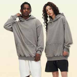 Sudaderas con capucha en escabeche Vintage Unisex 100% algodón ropa de calle pesada de gran tamaño con patrón de estampado de hombro caído ladrillo caliente - Product Image 2