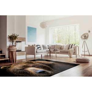 Tapis imprimé animaux sauvages - Design moderne, cool, ours brun, tapis fin non tissé - Product Image 4