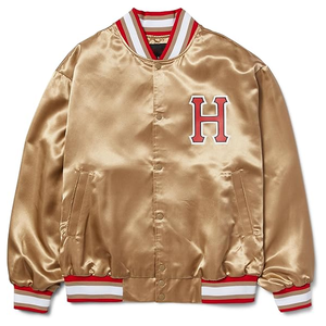 Chaqueta Bomber Varsity de Pana de Poliéster con Cuello Alto, Multicolor, para Invierno - Product Image 1