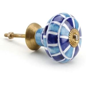 Meilleures ventes Bouton en céramique moderne et boutons de porte en céramique Boutons et poignées de tiroir et d'armoire en céramique peints en bleu Vente en gros - Product Image 1