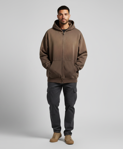 Sudaderas con Cremallera Hechas en Fábrica, Estilo Holgado con Hombros Caídos, Algodón Decolorado por el Sol, Moda Urbana de Diseñador, Sudaderas con Cremallera de Tendencia - Product Image 2